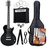 Rocktile Banger's Pack Komplettset E-Gitarre Single Cut Schwarz (Verstärker, Tasche, Kabel, Gurt, Plecs, Ersatzsaiten und Schule mit CD/DVD)