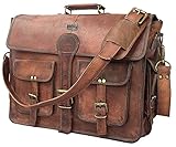 DHK 45,7 cm handgemachte vintage Leder Messenger-Tasche für Laptop Aktentasche Best Computer, Schule Distressed T