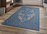 Herzgewebt Merinos Marakesh Teppich Orient Stil 3D Design Muster Rechteck Creme Türkis, Größe:120 x 170