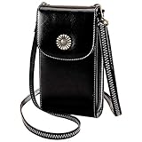 Everfunny Damen-Umhängetasche, echtes Leder, Clutch, kleine Schultertaschen für Damen, mehrere Fächer, Handy-Geldbörse mit verstellbarem Schulterg