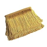 Yalulu 10 Meter Länge 10cm Breite Quaste Seide Fransen Geschnitten Fransenborte Kostüm Quaste Trimmen Apparel Fransenband Nähzubehör (Gold)