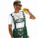 Herren Deutsch Bayerisches Bierfest Kostüm Lederhosen 3D Kurzarm T-Shirt B