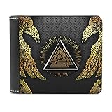 Tobgreatey Bifold Geldbörsen aus Leder Wikinger Odin Rabe Valknut Personalisiert Geldbörsen für Männer,Ehemann,Papa,Sohn white2 One S