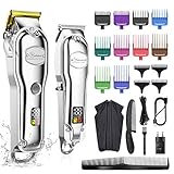 Hatteker Haarschneidemaschine für Männer Profi Haartrimmer Bartschneider Barttrimmer Herren IPX7 Wasserdichter T-Klingen-Trimmer USB Wiederaufladb