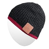 Rotibox Bluetooth-Mütze, kabellos, für Outdoor-Sport, Weihnachtsgeschenke, Damen Unisex-Erwachsene Herren, BB016-Schwarz, Einheitsgröß