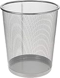 Papierkorb Metall 35 cm silber hoch Papiereimer fürs Büro Abfalleimer Runder Mülleimer 20 Liter, Draht, 30 cm Ø ob