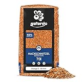 GALAMIO Holzhackschnitzel Orange Farbig Hackschnitzel Wald Kiefer Natur Garten Dekor Mulch Holz Häcksel Grob 5-60mm 70l Sack / 1 Karton Palig