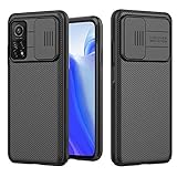 Hülle für Xiaomi Mi 10T/Xiaomi Mi 10T Pro 5G, [CamShield] Kameraschutz Case, Thin Fit Slide Handyhülle mit Anti-Rutsch Stoßfest Kratzfest PC Bumper Hybrid Modischen Schutzhülle - Schw