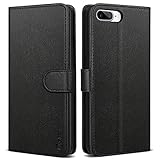 Vakoo Handyhülle für iPhone 7 Plus Hülle, iPhone 8 Plus Hülle Leder Schutzhülle Wallet Flip Case für iPhone 7 Plus/iPhone 8 Plus, Schw