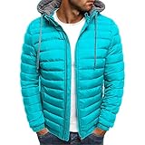 Generic Winterjacke Herren Steppjacke mit Kapuze Männer Leicht Daunenjacke Einfarbig Übergangsjacke Reißverschluss Tasche Kapuzenjacke Verdickender Warmer Softshell-M