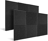 uyoyous Schallabsorber Akustikschaumstoff, 24 Stück Schalldämmung Wand, Acoustic Foam für Podcasts, Aufnahmestudios, Büros, Home Learning, Akkustik Schaumstoffmatte（30 x 30 x 2.5 cm）Schw