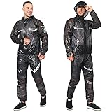 XIQI Fahrrad Regenbekleidung Herren Damen (Jacke + Hose), 100% Recyceltes Polyester Wasserabweisend Winddicht Fahrrad Regenjacke Regenhose, Reflektierend Einpackbar Kapuze Poncho dünne Reg