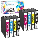 HALLOLUX 502XL Multipack Patronen Kompatibel für Epson 502XL 502 XL für Workforce WF-2860 WF-2865 WF-2860DWF WF-2865DWF Expression Home XP5100 XP5105 XP-5100 XP-5105(2 Schwarz,2 Cyan,2 Magenta,2 Gelb)