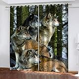 SDSONIU blickdicht Vorhang 3D 300 X 270 cm Tier Wolf Verdunkelungsvorhang Vorhänge Schlafzimmer Wohnzimmer Dekoration Gardinen Abdunkelnd Mit Ã–sen Isolierung Lärmschutzvorhänge Kinderzimmer Für Jung