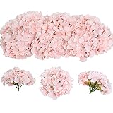 Tifuly 12 Stück künstliche Hortensien Köpfe mit Stielen, Flauschige große Rispenhortensie gefälschte Blumen für DIY Blumenarrangements, Hochzeitsfeier Home Office Dekor, Herzstück(Weißes Rosa)