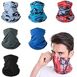 Multifunktionstuch Schlauchschal, 6 Stück Bandana für Herren Damen, UV-Schutz Loop Schal Schnelltrocknend Atmungsaktiv Weich, Halstuch Schlauchtuch für Yoga Laufen Wandern Radfahren M
