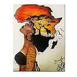 Wandkunst Leinwanddrucke und Poster Klassische afrikanische Frau Gemälde an der Wand Abstrakte Sonnenuntergang Landschaft Bilder Wohnkultur 21x30cm (8x12in) R