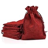 Naler 24 x Jutesäckchen Rot Jute Beutel für Adventskalender Stoffbeutel Natur Säckchen Geschenksäckchen - 10 x 14