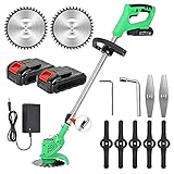 Akku Rasentrimmer mit Akku und Ladegerät 24V Freischneider Akku 3 in 1 Elektro Motorsense Elektrisch mit Messer 90-120cm Teleskopstab 90° Drehbarer für Garden, Rasen, Dornbusch Trimmen,G