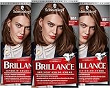 Brillance Intensiv-Color-Creme 851 Mystisches Schokobraun Stufe 3 (3 x 160 ml), dauerhafte Haarfarbe mit Diamant-Glanz-Effekt & Pflege-Conditioner, 10 Wochen Farb