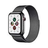 Apple Watch Series 5 (GPS + Cellular, 44 mm) – Space Black Edelstahlgehäuse mit schwarzer Milanaise-S