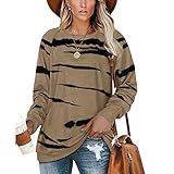 Xiangdanful Damenpullover Rundhals Lange Ärmel Musterdruck Mittlere Länge Übergröße Sportswear Tops Retro Mode Sweatshirt Oberteile Teenager Mädchen Lang