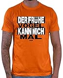 HARIZ Herren T-Shirt Der Frühe Vogel Kann Mich Mal Sprüche Schwarz Weiß Plus Geschenkkarte Orange M