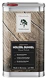 TERRAOAK Holzöl innen & außen 1 Liter (Holzlasur dunkel) | optimale Pflege für Mahagoni, Nussbaum, Eiche | Möbelöl dunkel, Möbelpolitur Holz, Holzöl innen dunkel, Möbelöl innen | H