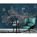Fototapete 3D Effekt Licht Luxus Blume Schmetterling 3D Wandbild Tapete Hintergrund Wand Handbemalt Gold Europäisch Custom S