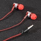 LisaQ-n Universelles Kopfhörer mit Mikrofon Langlebig Kabel 3.5 mm In-Ear Kopfhörern Headset Ohrhörer Super Bass Stereo Ohrhörer Stereo Race Sport Headset mit Mikrofon In-Ohr-Kopfhörer (Red)