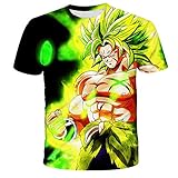 T-Shirts,Herren Cartoon Anime Print Sommer T-Shirt Dragon Ball Rundhals Pulloverausschnitt Unisex Kurzarm Gelb XXS