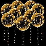 10 Pack Leuchtende Luftballons, Bobo Helium Ballons LED Luftballons, 20 Zoll Klare Luftballon mit Lichterketten für Geburtstag Hochzeit Valentinstag Party Dekor (Warmweiß)