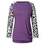 SALEBLOUSE Damen Leopardenmuster Langarm Raglan Rundhals Pullover Bluse Slim Fit Klassisch Freizeit Tunika Tops Frauen Atmungsaktiv Weicher Komfort Leichtes Hemd Sweatshirt Jumper Bluse Oberbekleidung