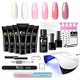 COSCELIA Schnell Aufbau Gel 36W UV LED Lampe Starterset 6 * 15ML Nagelverlängerung Poly Nagel set Quick Extension Building Kit Builder Nagellack S