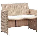 Tidyard 2-Sitzer-Sofa Gartensofa mit Polstern aus Poly Rattan,Poly-Rattan-Garten-Sofagarnitur Terrassensofa-Set Lounge Sessel Gartenm?Bel 100 x 56 x 85 cm Mit 1 x Sofa,2 x Sitzp