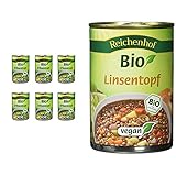 Reichenhof Bio Erbsen-Eintopf vegan, 6er Pack (6 x 400 g) & Bio Linsen-Eintopf - vegan, 6er Pack (6 x 400 g)