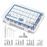 ADOFF 581 Stück M3 M4 M5 M6 Schrauben Set 304 Edelstahl Sechskopf Knopf Schrauben Muttern und Unterlegscheiben Kit, Innensechskant-schrauben, Sechskantschrauben mit Aufbewahrungsbox und Schlü