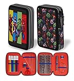Marvel Federtasche Junge gefüllt, Avengers Pencil Case mit Inhalt, 2 Fächer, Einschulung Junge Geschenk