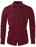 uxcell Herren Hemden Polka Dots Langarm Slim Fit Bedruckt Kleid Button Down Hemd - - 56
