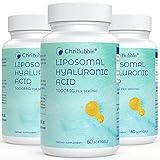 ChriBubble Liposomale Hyaluronsäure Kapseln Hochdosiert, 1000mg pro Portion, 500-700 kDa, Vegan, Natürlicher Feuchtigkeitsspender für Gesicht, Körper, Haut & Gelenke, 180 Softgels (Pack of 3)