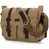 S-ZONE Vintage Canvas Leder Trim Abnehmbare Schulter Messenger Tasche Kameratasche f¨¹r DSLR SLR