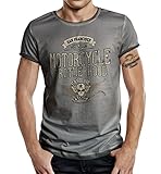 Körperbetontes Slimfit Biker Racer Trucker T-Shirt im Used Vintage Look: Motorcycle Brotherhood XL