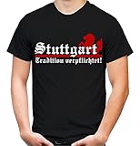 Stuttgart Tradition Männer und Herren T-Shirt | Fussball Ultras Aufstieg Geschenk | FB (L, Schwarz)