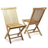 DIVERO 2er-Set Klappstuhl Teakstuhl Gartenstuhl Teak Holz Stuhl für Terrasse Balkon Wintergarten witterungsbeständig behandelt massiv klappb