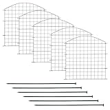 Edaygo Teichzaun Gartenzaun Gitterzaun, Oberbogen, Sparset, 11-teilig, 5 Zaunelemente, 6 Befestigungsstäbe, Metall Rostfrei, Grün, Länge 3,75