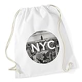 Autiga Cooler Trend Turnbeutel NYC New York City Manhatten Skyline Fotoprint aus Reiner Baumwolle weiß U