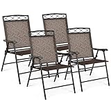 COSYWAY 4er Set Klappstühle Hochlehner, Gartenstuhl Klappsessel, Terrassenstühle Outdoor bis 120kg, Lehnstuhl G
