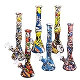 Tragbarer Silikonraucher Silikagel Wasserpfeifenkopf 25mm Zubehör Bong mit 300mm Höhe zufällige Farbe (2 Stück)
