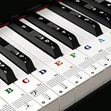 Keyboard Aufkleber,Klavier Aufkleber für 49/54/61/88 Tasten ,Keyboard Noten Aufkleber für Schwarz,Weiß Tasten,mit Farbige Großbuchstaben, Transparent und Abnehmb