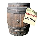 REGENTONNE EICHENFASS SET 240l Liter, das REGENFASS mit fühlbarer Holzstruktur, in sehr schönem HOLZ-DESIGN, mit Maserung wie ein HOLZFASS, dauerhaftdicht und splitterfrei!